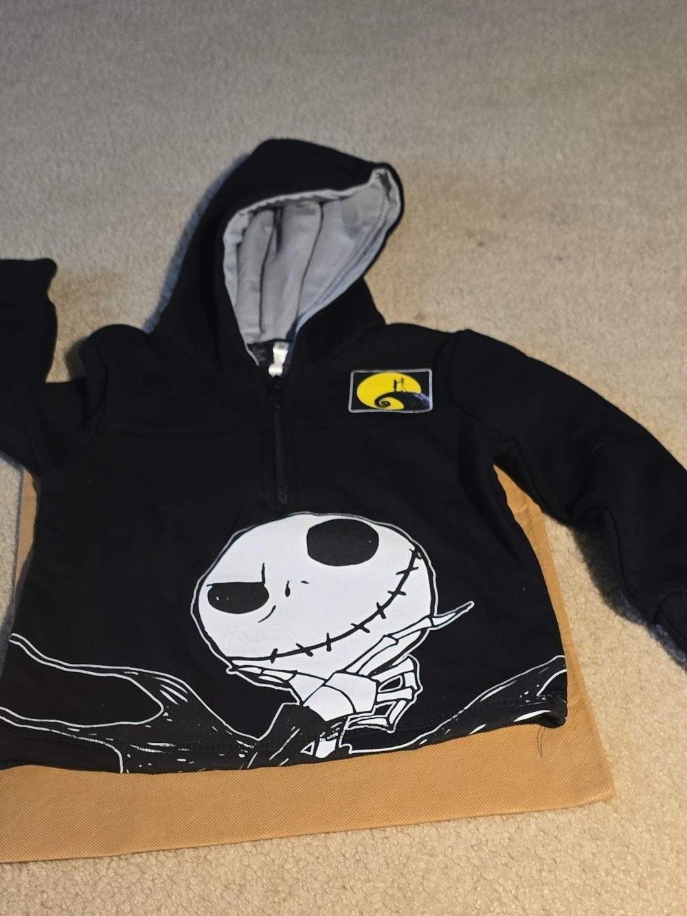 Disney Kids Black and Tan Jack Skellington Pullover Hoodie